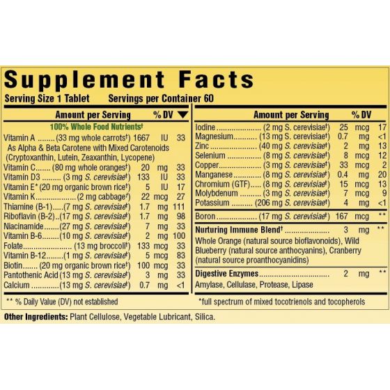 Kids One Daily - Nutritional Facts - 60 Tablets - Megafood
