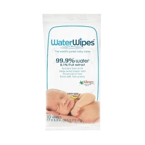 WaterWipes Travel Pack - Box of 12 Packs of 10 Wipes