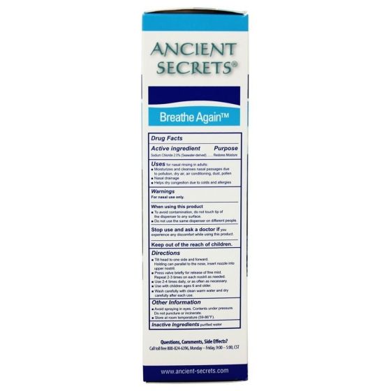 Ancient Secrets Breath Again Hypertonic Seawater Nasal Spray