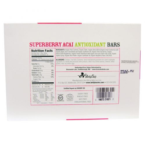 BETTY LOU'S Organic Superberry Acai (12 bars @ 1.5 oz ea)