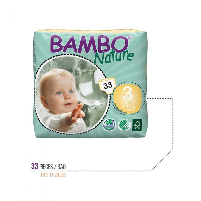 Bambo Nature Midi Baby Diapers - 198 pieces in case