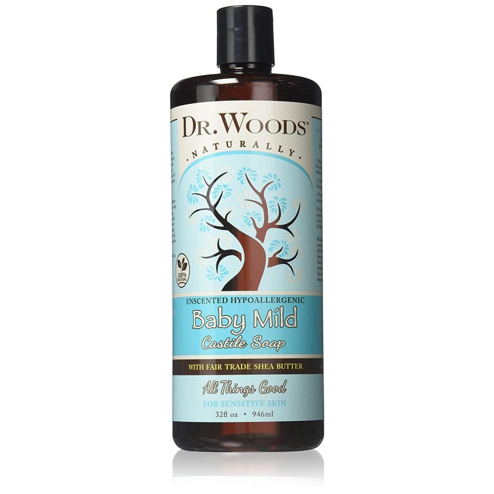 Dr. Woods Baby Mild Unscented Liquid Castile Soap with Organic Shea Butter, 32 Ounce