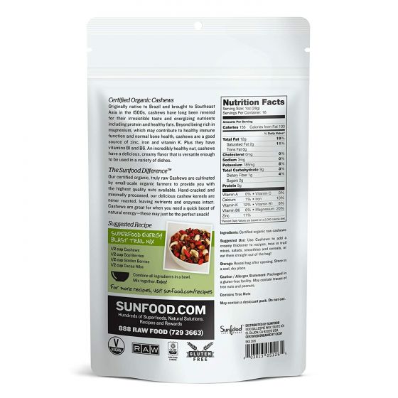 Sunfood Cashews - 1lb