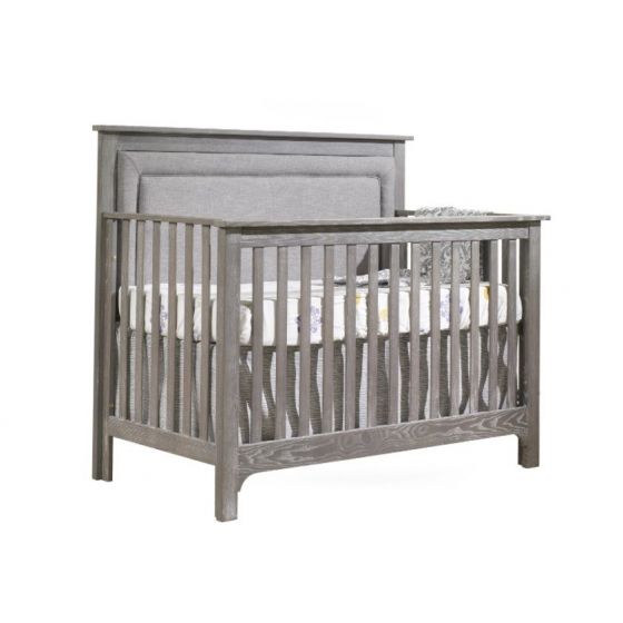 Nest Emerson “5-in-1” Convertible Crib with Channel Tufted Upholstered Headboard Panel