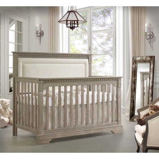 Natart Ithaca “5-in-1” Convertible Crib with Upholstered Headboard Panel