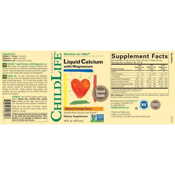ChildLife Essentials Calcium w/ Magnesium Liquid, Natural Orange, 16 Fl Oz, 1 Ct
