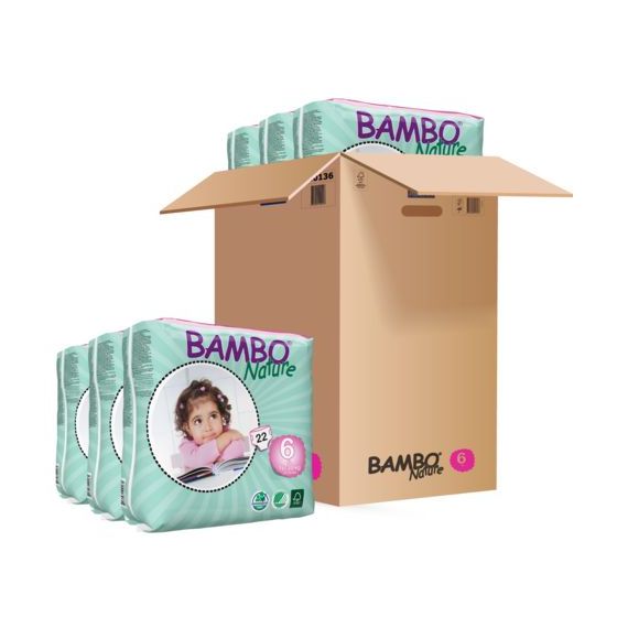Bambo Nature XL Baby Diapers: Size 6: 35-65 lbs - 132 pieces per case