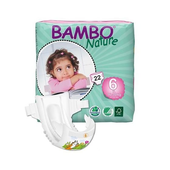 Bambo Nature XL Baby Diapers - Size: 6 XL Fits 35 to 66 lbs  - 44 Pieces Per Box