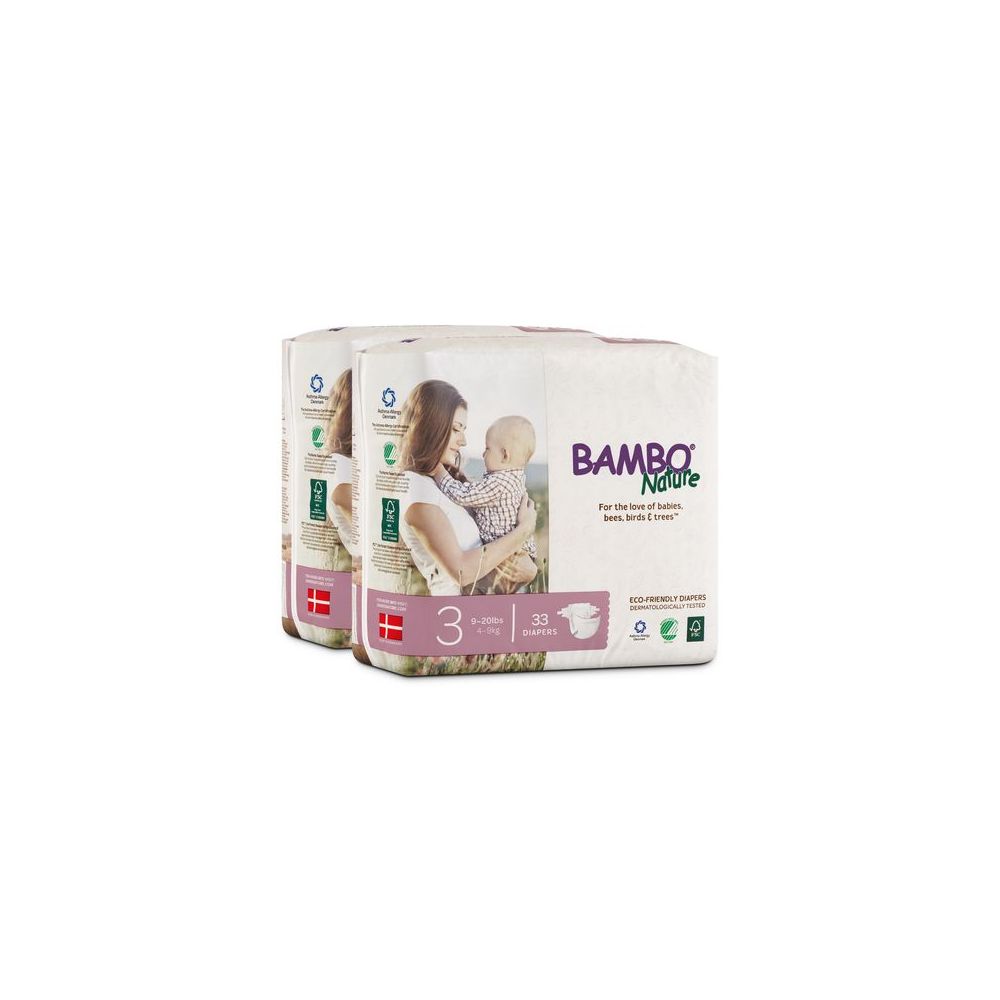 Bambo Nature Maxi Baby Diapers - Size: 3 Maxi Fits 15.5 to 39.5 lbs - 66 pieces in box