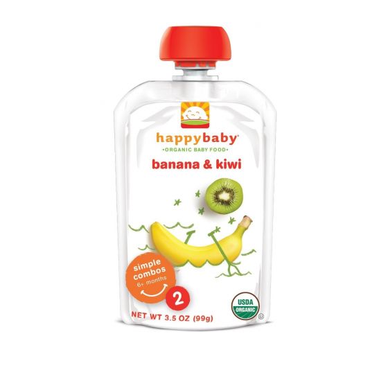 HAPPY BABY Organic Baby Food: Stage 2 / Simple Combos, Banana & Kiwi