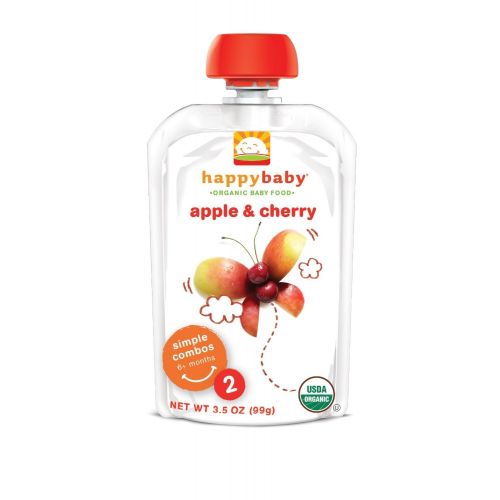 HAPPY BABY Organic Baby Food: Stage 2 / Simple Combos, Apple & Cherry