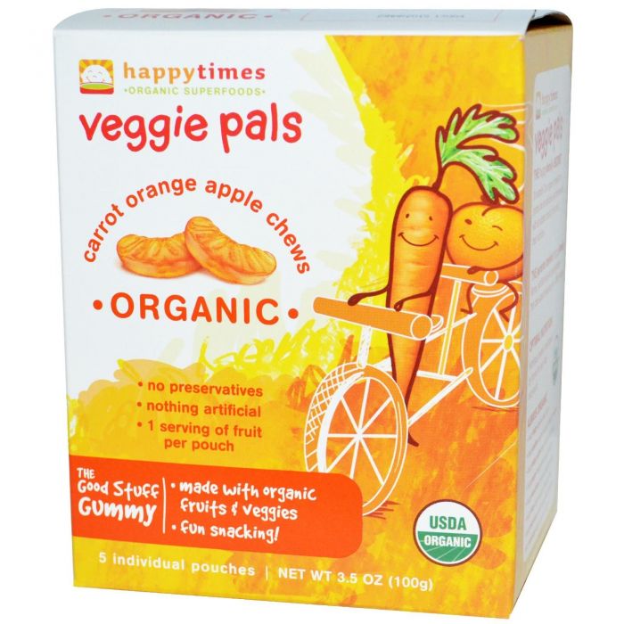 HAPPY BABY Happy Times Veggie Pals - Organic Carrot, Orange & Apple Chews 